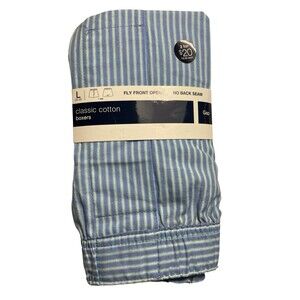 GAP Striped Boxer 100% Cotton Men's Large 35-36 Baby Blue NOS Old Stock New